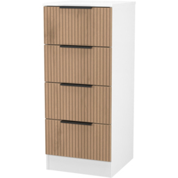 Crowndale Java Slatt Effect and White 4 Drawer Tall Bedside Cabinet - thumbnail 4