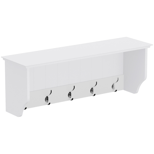 Homebase White Bevelled Coat Shelf with 5 Double Hooks - image 1