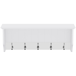Homebase White Bevelled Coat Shelf with 5 Double Hooks - thumbnail 3