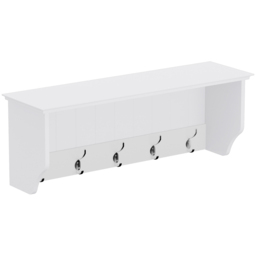 Homebase White Bevelled Coat Shelf with 5 Double Hooks - thumbnail 1
