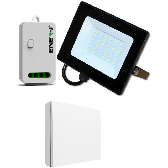 ENER-J 30W LED Floodlight Pre Wired with 500W RF Receiver and 1G Wireless Kinetic Switch - image 1