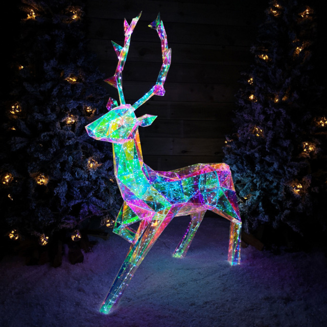 Samuel Alexander 600 White LED Standing Iridescent Stag Christmas Decoration 5ft - image 1