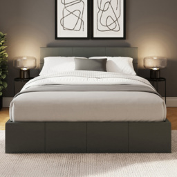 GFW Grey Small Double Faux Leather End Lift Ottoman Bed with Memory Pocket Spring Mattress