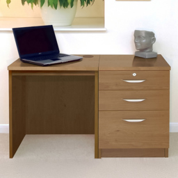 R White Cabinets SET-02-IN-EO Single Door 2 Drawer Filing Desk Brown