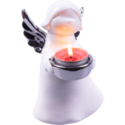 St Helens Ceramic Silver Wings Angel Tealight Holder