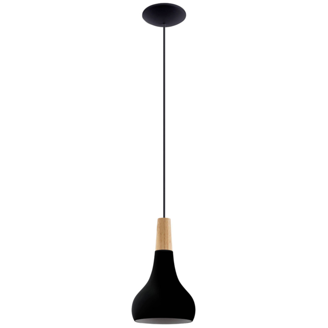 EGLO Sabinar Black Metal and Wood Pendant Light 18cm - image 1