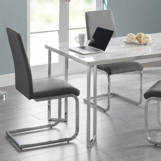 Julian Bowen Roma Set of 2 Slate Grey Cantilever Dining Chairs - image 1