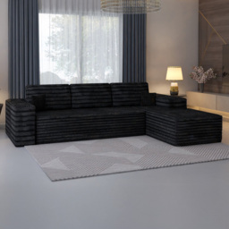 Sliding Wardrobes 4U Black 3 Seater L Shaped Corner Sofa with Reversible Chaise - thumbnail 1