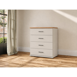 Homebase Truro Boak and White 4 Drawer Wide Chest of Drawers with Slate Handles - thumbnail 4