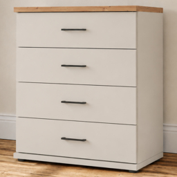 Homebase Truro Boak and White 4 Drawer Wide Chest of Drawers with Slate Handles - thumbnail 1