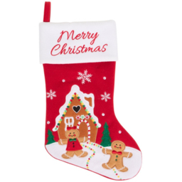 Red Merry Christmas Gingerbread Stocking 40cm - thumbnail 1