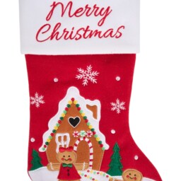 Red Merry Christmas Gingerbread Stocking 40cm - thumbnail 3