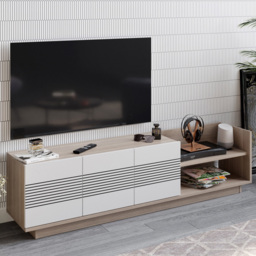 Decorotika Viano Cordoba and White 3 Door 2 Shelf TV Unit