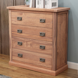 Tirolo 4 Drawer Light Brown Chest of Drawers with Brass Drop Handles