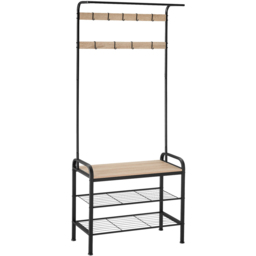tectake Wichita 9 Hook 2 Shelf Sonoma Oak Coat Stand and Shoe Rack