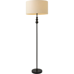 ValueLights Marissa Cream Shade Black Ball LED Floor Lamp