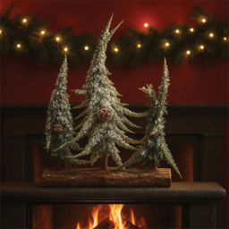 St Helens 3 Snow Topped Mini Christmas Tree on Log 27cm - thumbnail 2