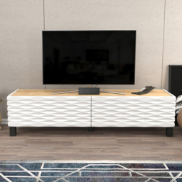 Decorotika Lerze Oak and White 2 Door TV Unit - thumbnail 1