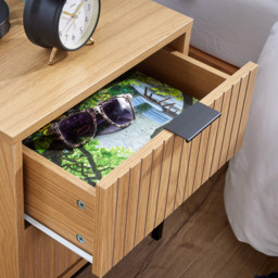 Home Source Wisbech 2 Drawer Wooden Bedside Table - thumbnail 4