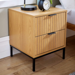 Home Source Wisbech 2 Drawer Wooden Bedside Table - thumbnail 1