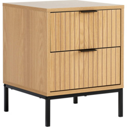 Home Source Wisbech 2 Drawer Wooden Bedside Table - thumbnail 2