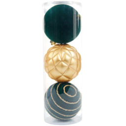 Sleigh Bells Ring Green Bauble 3 Pack - thumbnail 1