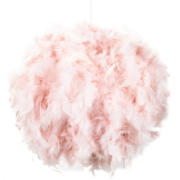 Happy Homewares Large Pink Real Feather Decorated Ceiling Pendant Shade