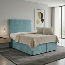 DS Living Muse Duck Egg King Size Plush Velvet Divan Bed - thumbnail 3