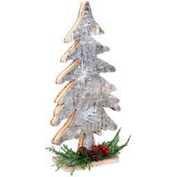 Shatchi Birch Bark Wooden Xmas Tree Decoration 30cm