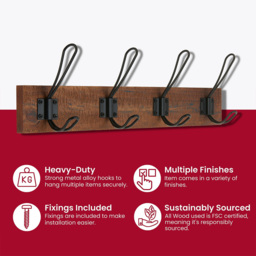 Headbourne Black 4 Hook Coat Rail - thumbnail 4