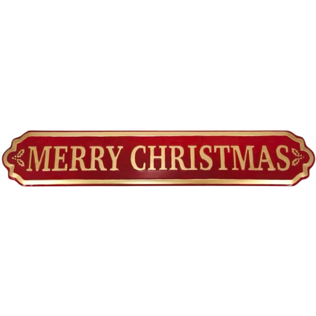Merry Christmas Wall Sign Red and Gold
