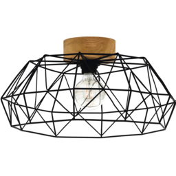 EGLO Padstow Black And Natural Metal and Wood Ceiling Light