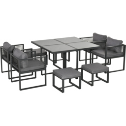 Outsunny 8 Seater Cube Garden Dining Set Grey - thumbnail 2