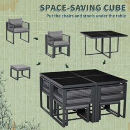 Outsunny 8 Seater Cube Garden Dining Set Grey - thumbnail 4