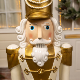 The Christmas Centre Traditional Cream and Gold LED Light Nutcracker Soldier 5.5ft - thumbnail 3