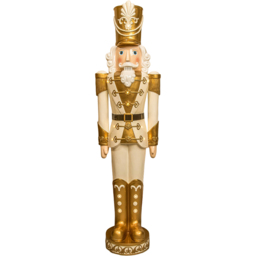 The Christmas Centre Traditional Cream and Gold LED Light Nutcracker Soldier 5.5ft