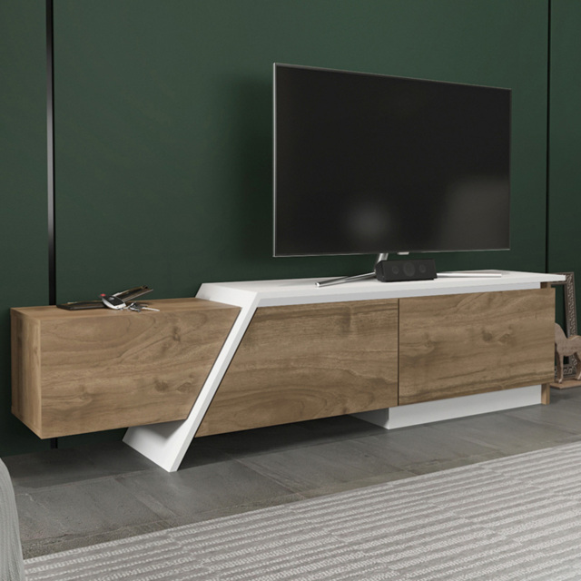Decorotika Zonas Walnut and White 3 Door TV Unit - image 1