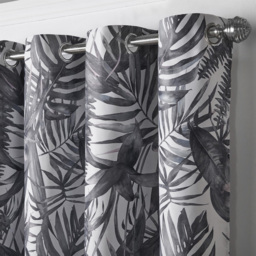 Alan Symonds Mal Satin Blackout Ring Top Eyelet Curtains Charcoal 168 x 229cm - thumbnail 4