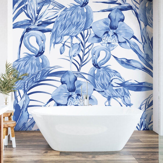 Origin Murals Paradise Flamingo Blue Wall Mural - image 1