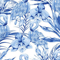 Origin Murals Paradise Flamingo Blue Wall Mural - thumbnail 2
