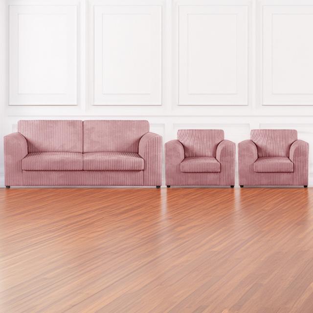 Luxor 5 Seater Pink Jumbo Cord Sofa Set with Full Back - image 1
