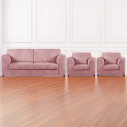Luxor 5 Seater Pink Jumbo Cord Sofa Set with Full Back