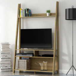 Tiva 3 Shelf Oak Ladder TV Unit - thumbnail 1