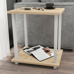 Decorotika Gurnee 2 Tier White and Oak Side Table