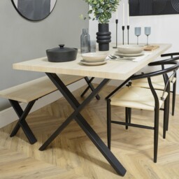 Ashford 2 Seater Natural Oak and Black Dining Bench