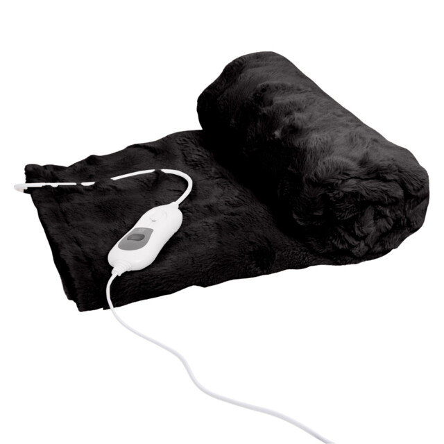 Black Faux Fur Electric Throw 120 x 160cm - image 1