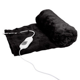 Black Faux Fur Electric Throw 120 x 160cm - thumbnail 1