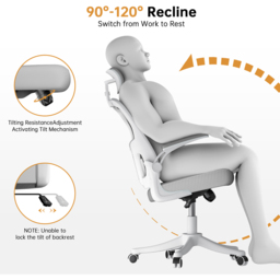 Rattrix Mesh Grey Height Adjustable Ergonomic Office Chair with Flip-Up Arms and Lumbar Support - thumbnail 4