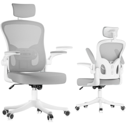 Rattrix Mesh Grey Height Adjustable Ergonomic Office Chair with Flip-Up Arms and Lumbar Support - thumbnail 2