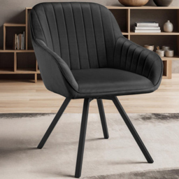 tectake Black Velvet Swivel Accent Lounge Armchair Set of 2
